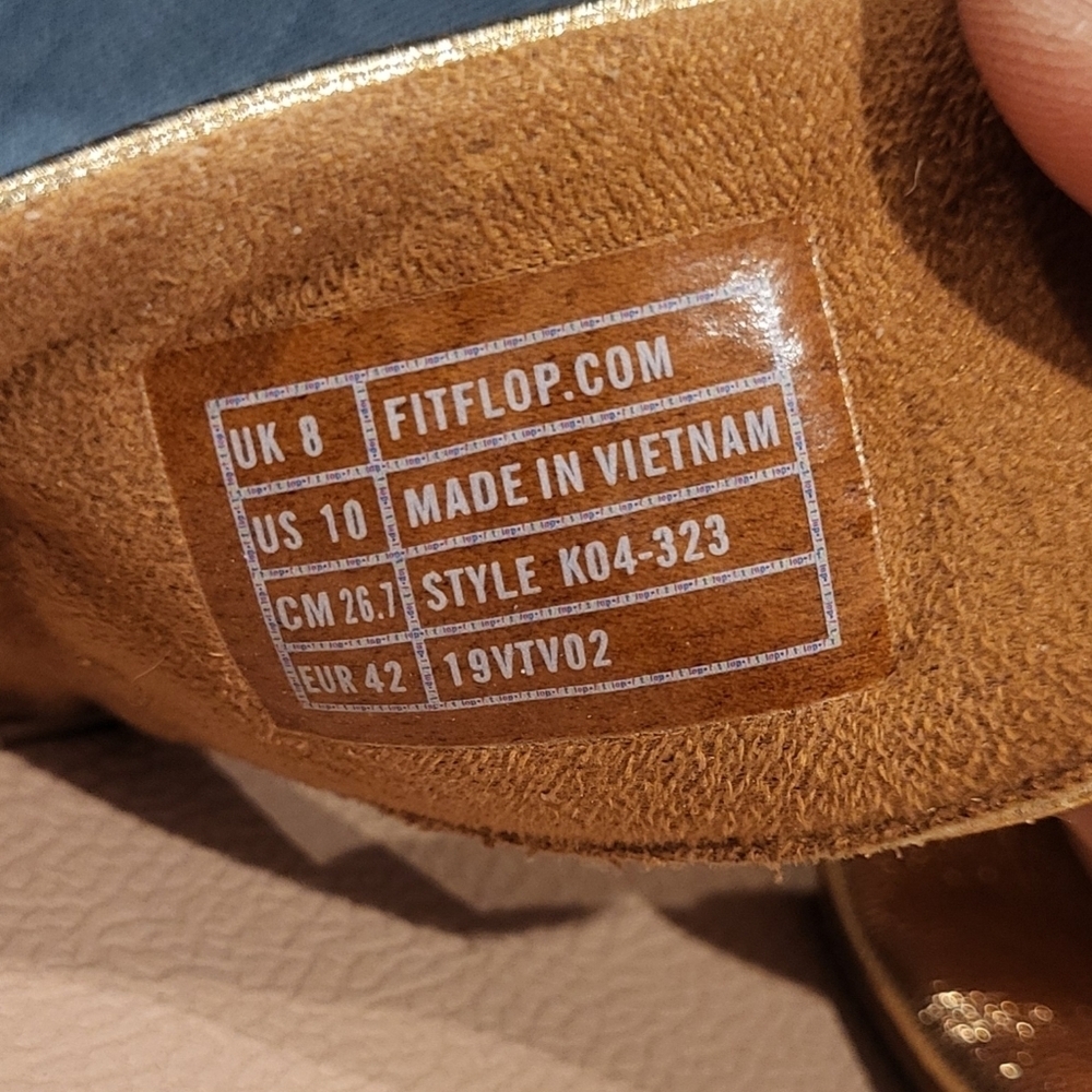 FitFlop Lulu Cross Slide Sandals Rose Gold Size 10 - Picture 4 of 9